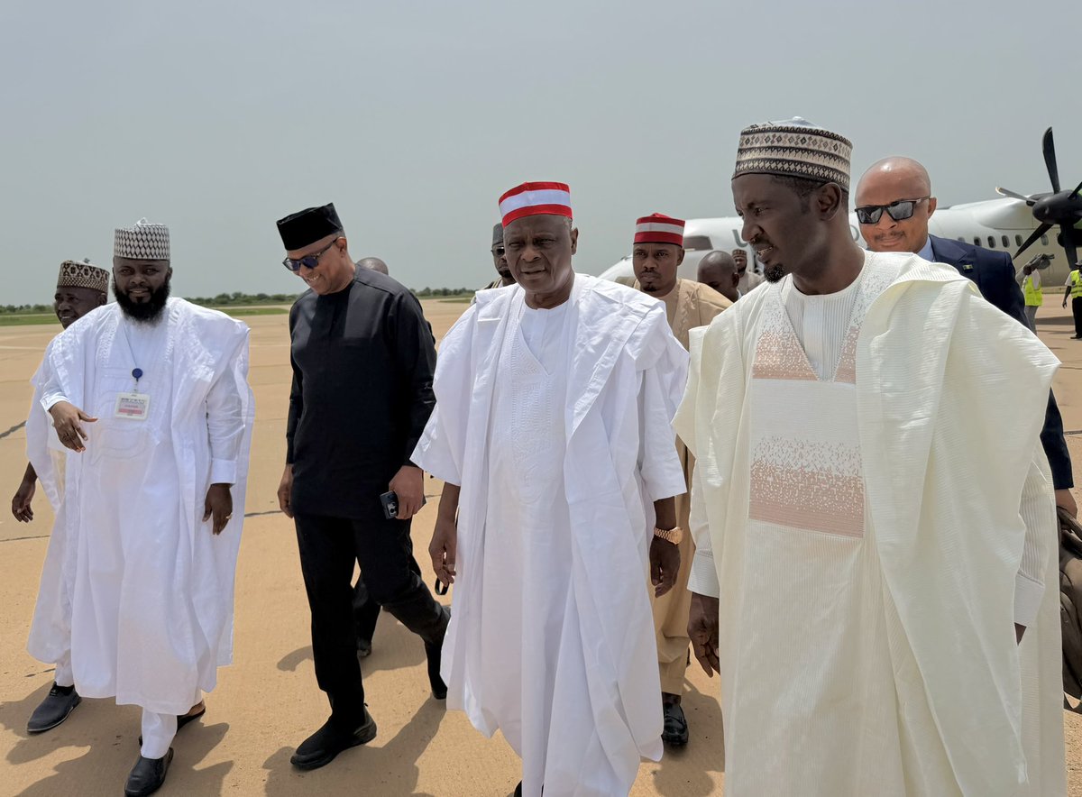 SaifullahiHon's tweet photo. Touchdown in Sokoto State! 

His Excellency Mr. @PeterObi and His Excellency Sen. @KwankwasoRM, PhD, FNSE, have arrived at Sultan Muhammad Sa’ad Abubakar III International Airport this Monday, 28th September 2026, as they begin a day of engagements in the State. https://t.co/DsfKOepmqF