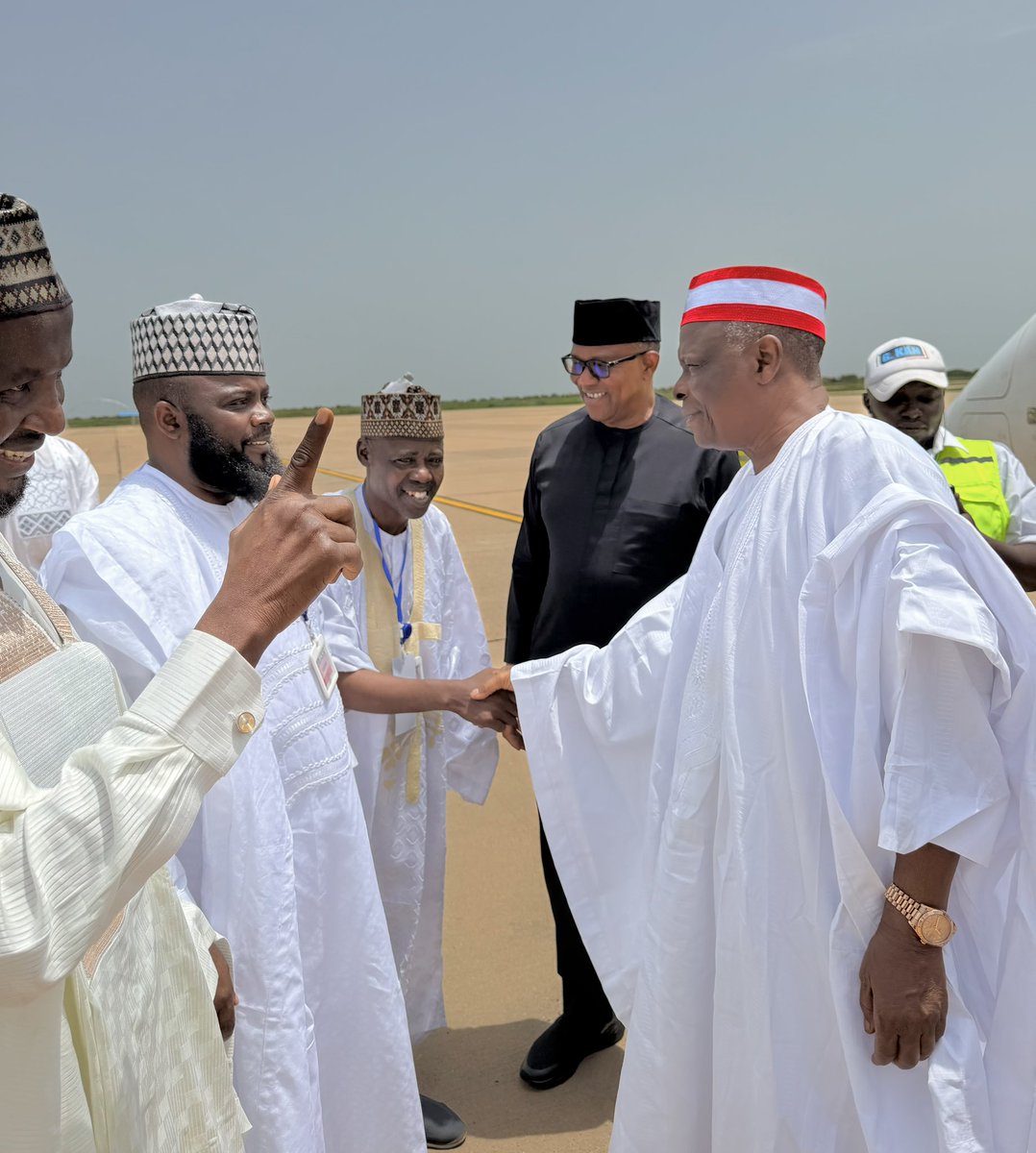 SaifullahiHon's tweet photo. Touchdown in Sokoto State! 

His Excellency Mr. @PeterObi and His Excellency Sen. @KwankwasoRM, PhD, FNSE, have arrived at Sultan Muhammad Sa’ad Abubakar III International Airport this Monday, 28th September 2026, as they begin a day of engagements in the State. https://t.co/DsfKOepmqF