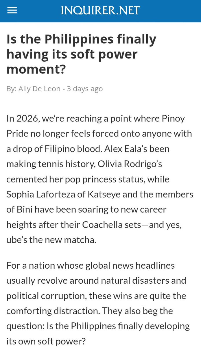 aomsdbr's tweet photo. BINI stands among the compelling examples of the Philippines’ rising cultural influence and soft power.

🔗https://t.co/kovhCAJaLp

#BINI @BINI_ph https://t.co/77dsGhv893