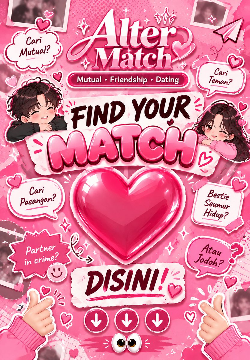 alter_match's tweet photo. 🩷 PERKENALKAN DIRIMU DISINI 🩷
❓Cari MUTUAL? TEMAN? JODOH?

📌 YUK cari kenalan di Alter Match!
isi komentar dengan Foto + Deskripsi tentang dirimu, lalu biarkan X menemukan apa yang kamu cari disini✨

🫶 JANGAN LUPA RT JUGA YA 🫶 https://t.co/L6j6RQKjl3