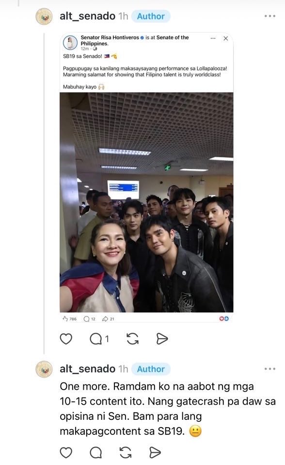 WinRiOFC's tweet photo. FACT CHECK ✅

Hindi nang-gatecrash si Sen. Risa. 😒Nirequest siya mismo ni Stell. 💜🥹

Retweet to correct the lies. 🚨 https://t.co/uo5Fbkm1fd