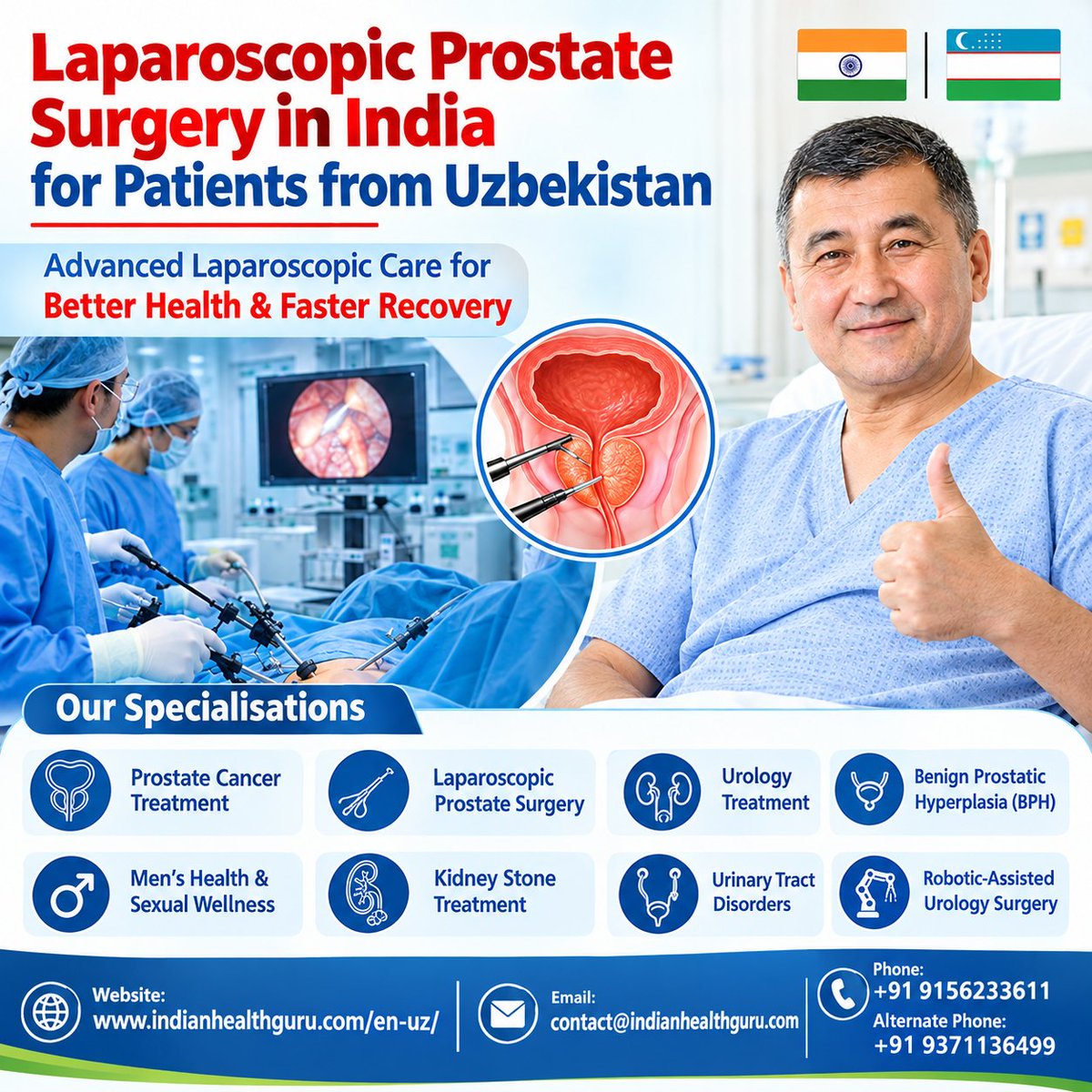 monicaT_10's tweet photo. #LaparoscopicProstateSurgery in India for Uzbekistan Patients
#ProstateSurgeryIndia #ProstateTreatmentIndia #UzbekistanPatients #MedicalTourismIndia
Contact Us:
Phone No : +91-9156233611, +91-9371136499
E-mail : contact@indianhealthguru.com
Read More:- https://t.co/SqFEEdcj4U https://t.co/fWCdCjJkmW