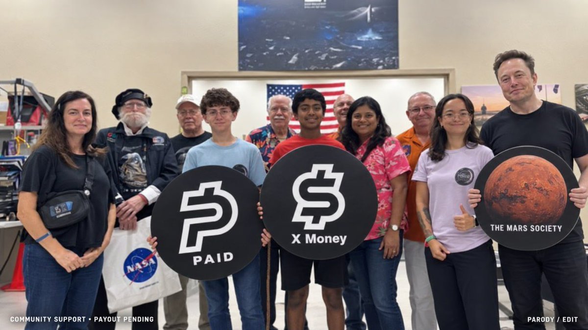 TheMarsSociety_'s tweet photo. We make memes to support their mission to Mars. 🔴

Our goal is to turn community energy into support for @TheMarsSociety.

We’re building a community to help them receive payouts via @UsePaid through X Money—and keep that support going. https://t.co/zlxwW7VIXo