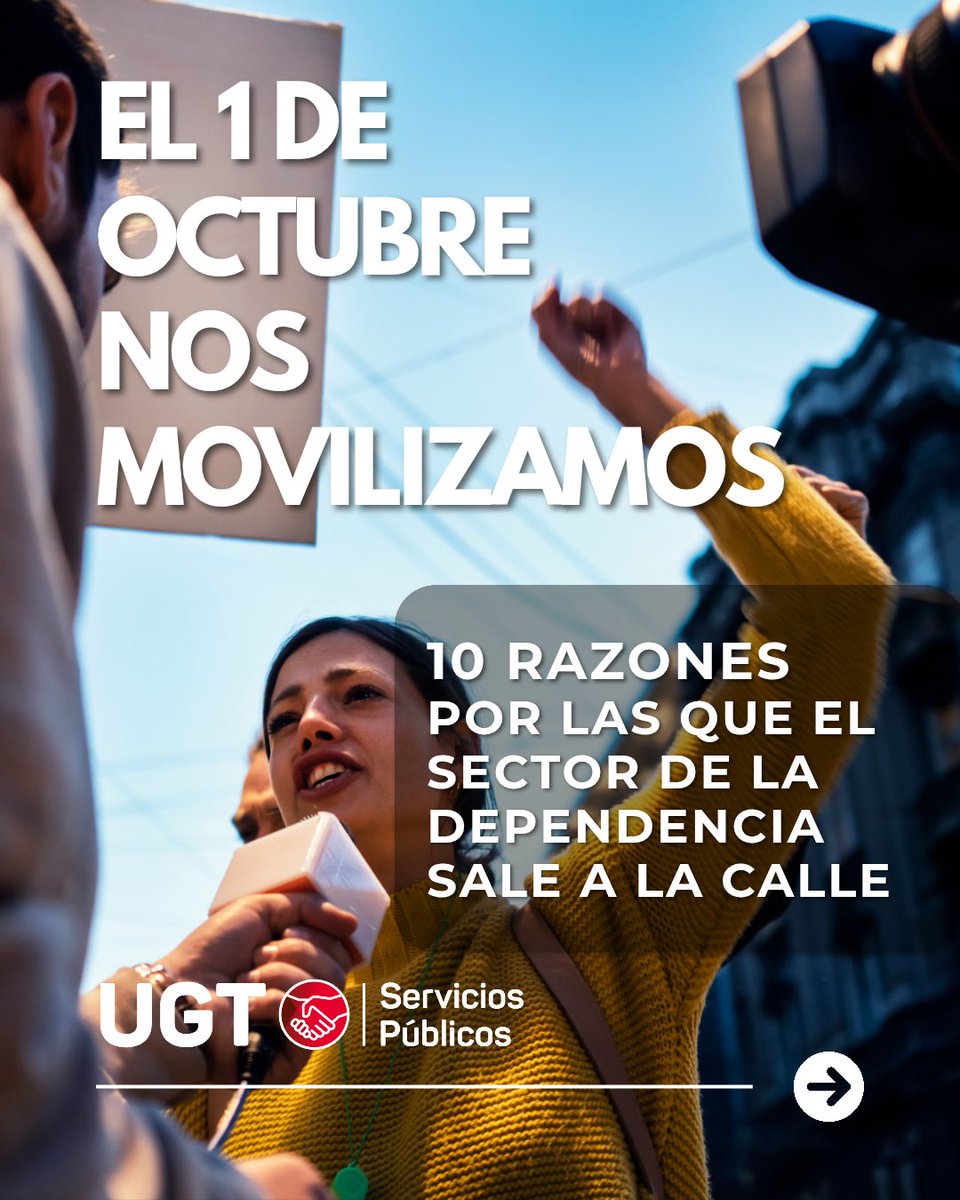 UGT_SP's tweet photo. Cuidar no puede significar trabajar en precario. Quienes sostienen el sistema de dependencia merecen derechos, reconocimiento y condiciones laborales dignas.

El 1 de octubre salimos a la calle. Diez razones para movilizarnos y una exigencia común: dignificar los cuidados y a quienes los hacen posibles.