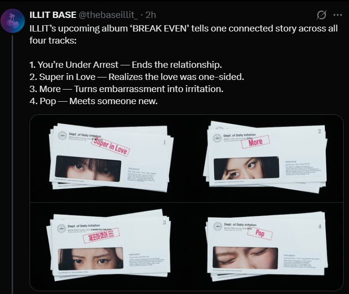 yunahfiction's tweet photo. 1 track for each member ? which conveys their stories?

yunah - super in love 
minju - more
You're under arrest - wonhee
pop - roha https://t.co/VxjionNfXL