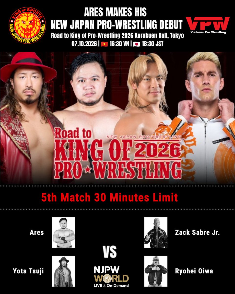 VietnamProWres's tweet photo. 🇻🇳 A dream once deemed impossible.

Ares is the result of a dream that went from impossible, to improbable, to unlikely, to undeniable.

On October 7, he steps into NJPW representing Vietnam and Southeast Asia.

One dream. Countless setbacks. Unstoppable. LFG!

#CantStopWontStop https://t.co/gVryta5WX3