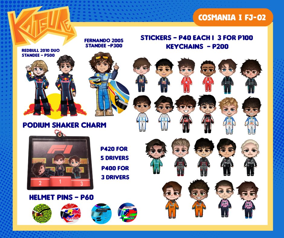 Kai_tsukareta's tweet photo. [🫂 RTs ]    
🧡Here's my #cosmania2026 Catalogue🧡
I'll be adding more merch in a few days, so please keep an eye out.

🐟PHM, Ryan Gosling, Marvel, X-Men, F1, Uma Musume, Ace Attorney.

Table FJ-01
‼️DM for reservation‼️

#cosplaymania2026 #fanfairatcosplaymania2026
(1/3) https://t.co/QIbspCo3JK