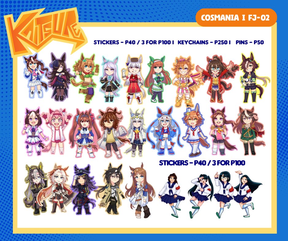 Kai_tsukareta's tweet photo. [🫂 RTs ]    
🧡Here's my #cosmania2026 Catalogue🧡
I'll be adding more merch in a few days, so please keep an eye out.

🐟PHM, Ryan Gosling, Marvel, X-Men, F1, Uma Musume, Ace Attorney.

Table FJ-01
‼️DM for reservation‼️

#cosplaymania2026 #fanfairatcosplaymania2026
(1/3) https://t.co/QIbspCo3JK