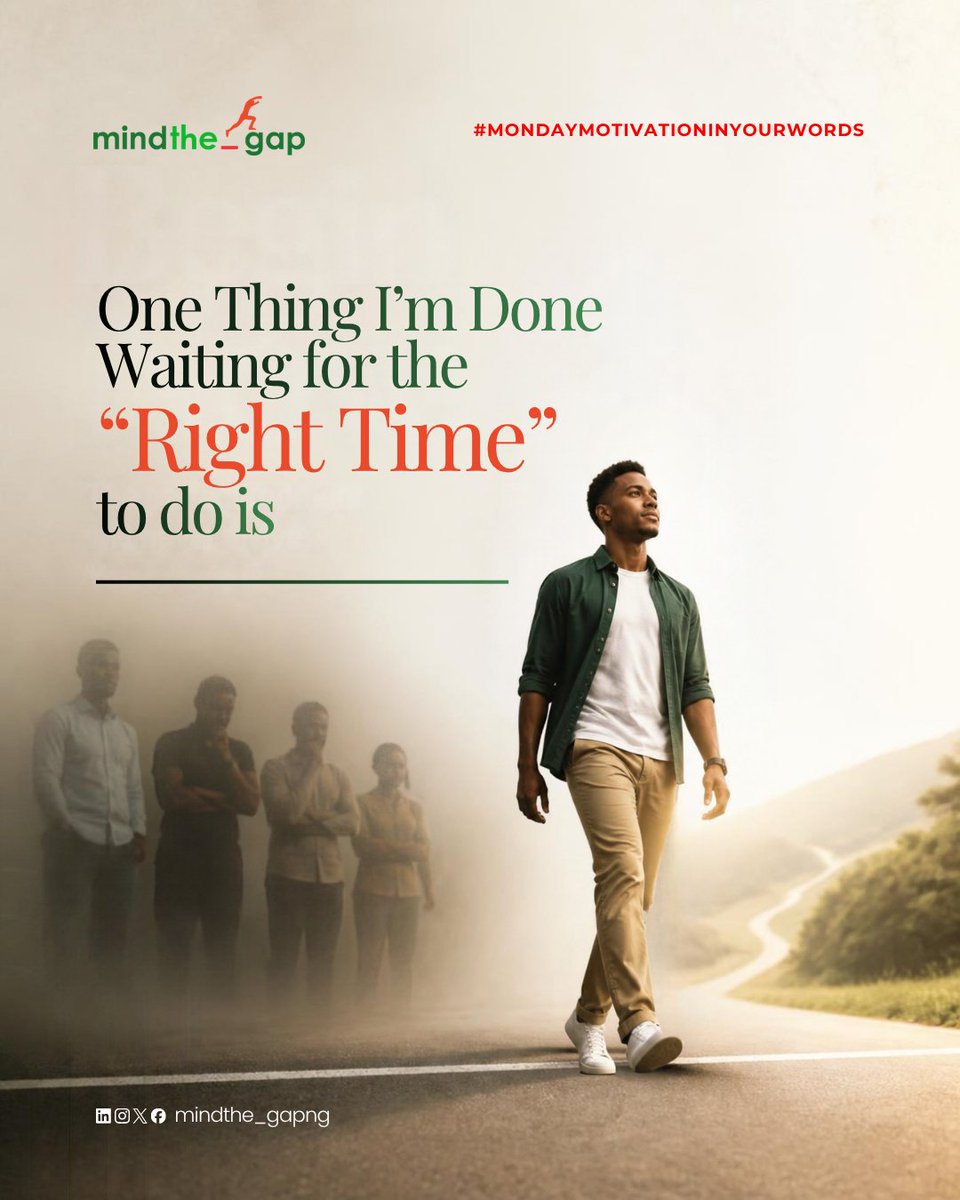 MindThe_GapNG's tweet photo. How long have you been waiting for the “right time”? 

Sometimes, you just have to start with what you have.

Complete this:
One thing I’m done waiting for the “right time” to do is ______.

What’s yours? 

#MondayMotivation #MindTheGapNG https://t.co/THlfxjSTxn