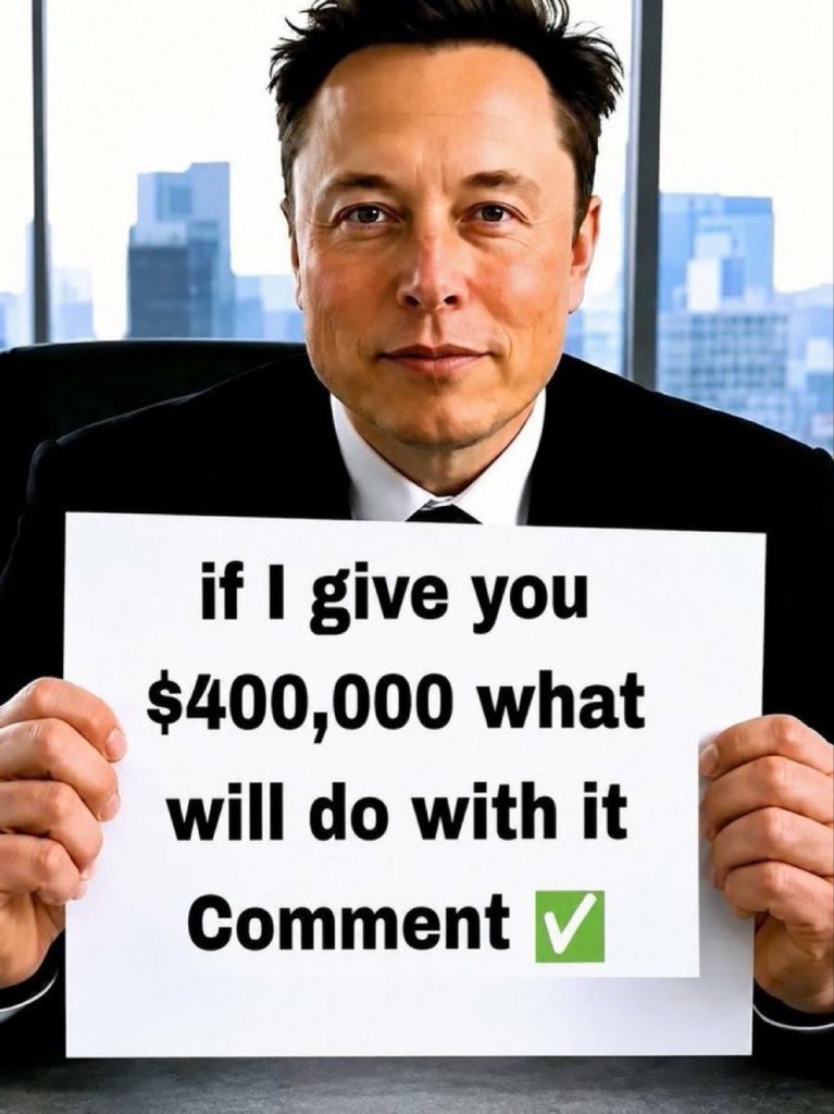 katonasanyi74's tweet photo. 💰Elon Musk just gave you $400,000. What's your first move?🤔

Buy a dream house🏠
Invest it all📈
Travel the world🌍
Start a business🚀 https://t.co/Dmgd99sEZP