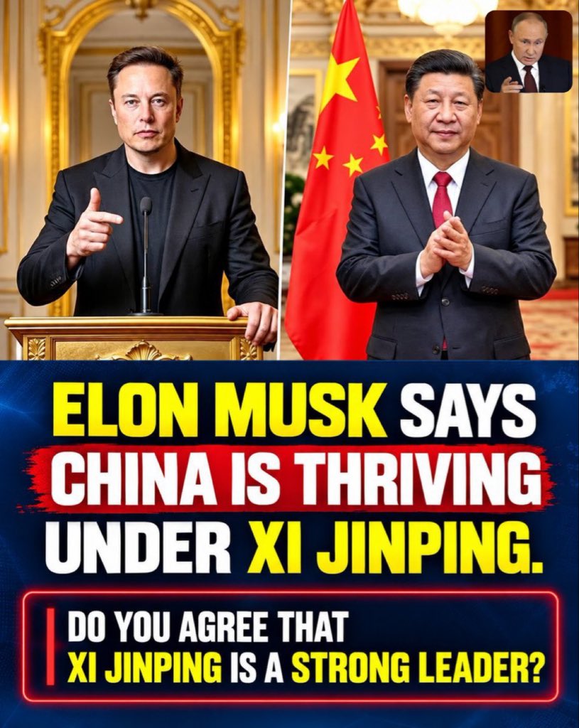 katonasanyi74's tweet photo. 🚨 Elon Musk praised Xi Jinping as a “great leader,” saying China has prospered under his leadership. 
What’s your take? 🇺🇸🇨🇳
A) 👍 Agree
B) 🤔 Partly agree
C) 👎 Disagree
D) 🧐 Need more context https://t.co/z6m3gwdE9v
