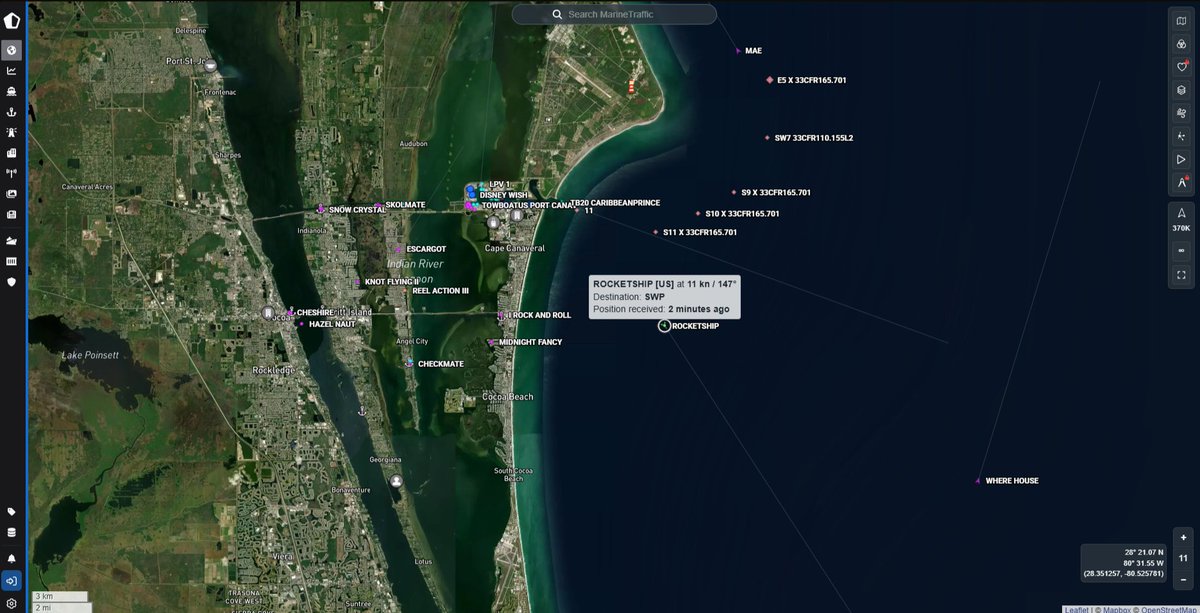 CheckRideAir's tweet photo. RocketShip is underway back to Decatur, thanks for the rocket goodies cya next time! 
#maritime #spacecoast #portcanaveral #rocketshipping #ULARocketShip https://t.co/cF3fjZIG0W