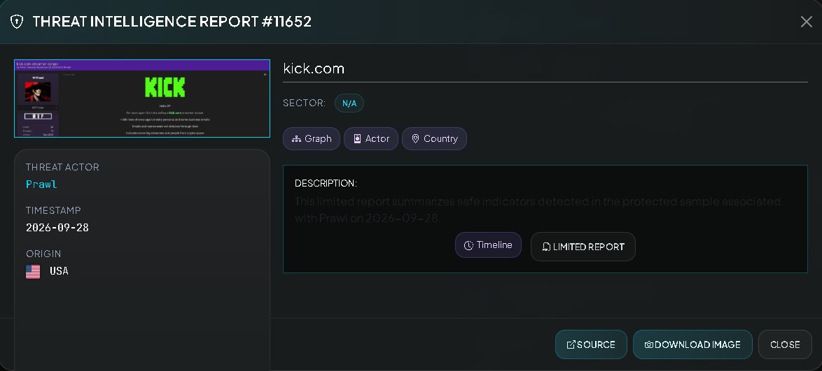 VECERTRadar's tweet photo. ⚠️ PREVENTIVE ALERT 🌐 🎮: ALLEGED EXFILTRATION AND SALE OF KICK. COM STREAMER AND USER DATABASE (ACTOR: PRAWL)

[STATUS: UNCONFIRMED; EVIDENCE VISIBLE BUT NOT VERIFIED / THREAT ACTOR: PRAWL / DATE: SEPTEMBER 28, 2026]

The centralized cyber-intelligence monitoring system has detected a post on underground forums made on September 28, 2026, by the user "Prawl." The post announces the sale of a database containing approximately 30,000 lines of information extracted from streamers, content creators, and active users of the streaming platform https://t.co/rqqyMcbm6y.

It is strictly noted that the veracity of this breach and the authenticity of the records have not been officially confirmed by the affected platform. The definitive status of the data remains unverified.

Threat Actor: Prawl

Victim / Affected Entity: Content creators and users of the https://t.co/rqqyMcbm6y platform.

Sector: 🎮 Streaming, Digital Entertainment, and Social Media.

Reported Data Volume: Approximately 30,000 personal and business email records.

🔍 TECHNICAL BREAKDOWN OF THE EXPOSED SAMPLE

According to details provided by the actor on the underground forum:

Data Origin: The author specifies that the email addresses and real names were not obtained from public profile biographies.

Affected Profiles: Includes high-profile creators ("big streamers") and prominent figures from the cryptocurrency ecosystem operating on the platform. Data Structure Included:

Username.
Email.
Legal name.

🛡️ TECHNICAL PREVENTIVE RECOMMENDATIONS (SOC / CSIRT / PLATFORMS)

Implementation of Multi-Factor Authentication (MFA): Content creators on Kick. com and similar platforms should secure their accounts using two-factor authentication and strong, unique passwords.

Phishing Email Monitoring: Platform security teams should alert the community about potential impersonation campaigns based on the exposed data.

🖥️ CENTRALIZED THREAT MONITORING SYSTEM

Intelligence System: https://t.co/wk9bZJ2Nli

Quickly check your security at: https://t.co/QZhWp0kFrO

Quotes and services: https://t.co/sx3BM5zbnK

#Cybersecurity #ThreatIntel #KickCom #Streaming #DataLeak #InfoSec #CyberAlert #VECERT #SOC #CSIRT #Unconfirmed #SecurityAlert