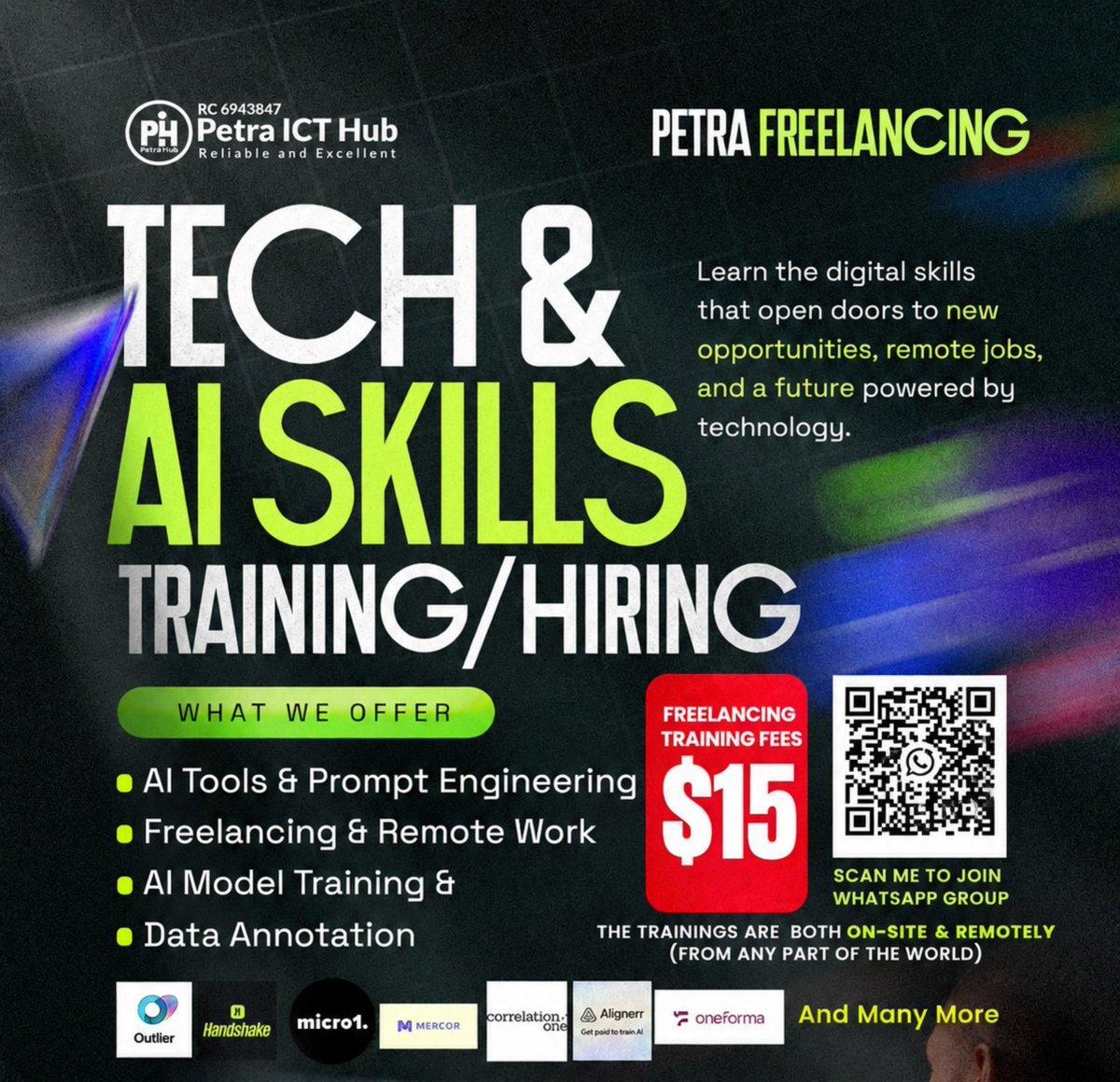 wangai_johnn's tweet photo. Again, Incase you want training  on how to task on any AI platform at $15

Handshake AI 
Outlier 
Micro 1
Mercor 
Alignerr 
Oneforma 

Send a DM for bookings https://t.co/7O51AtuoVz