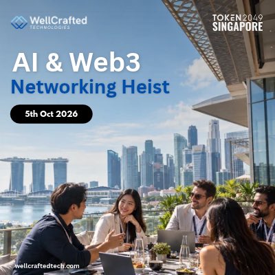 WellcraftedTech's tweet photo. 🚨 AI &amp; Web3 Networking Heist is coming to Singapore!

Join us during #TOKEN2049 Week for discussing AI, Web3, and the future of digital businesses.

Build. Connect. Collaborate.

📍 Singapore | 5th Oct 

Join Us : https://t.co/QstytZLn6g https://t.co/N5LTWauvmo