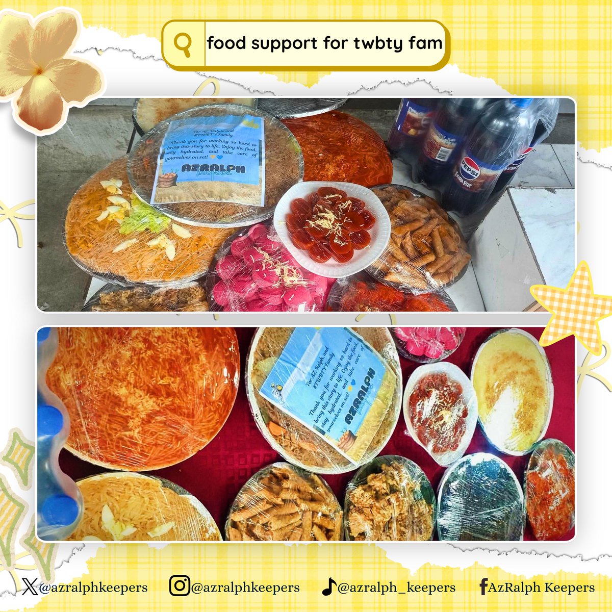azralphkeepers's tweet photo. ANOTHER FOOD SUPPORT FOR THE CASTS AND PRODUCTION OF THE WAY BACK TO YOU!

Another little way for us to show our love and support for the amazing cast and hardworking production team of The Way Back to You. We hope these simple treats can give everyone a little extra energy and comfort as they continue working hard behind the scenes to bring this beautiful project to life.

To the entire cast and production team, thank you for all your time, effort, dedication, and passion. We truly appreciate everything you do to make The Way Back to You something special. We hope you enjoy these little treats from us and know that there are people who are cheering you on every step of the way. 

From AzRalph Keepers, with lots of love and support. 
Wishing everyone safe smooth, and successful filming. We can’t wait to see the story unfold! ✨💙💛

Keep going, The Way Back to You team! We’re always rooting for you! 🫶🎬

#TheWayBackToYou #AzRalph #TrisLia