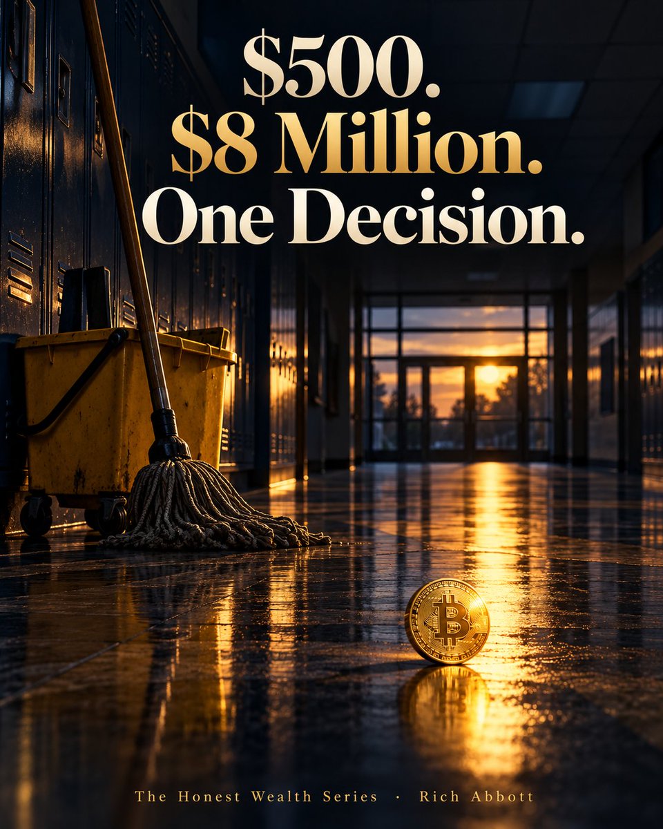 RichAbbottMedia's tweet photo. In 2011 a school custodian named Sam bought $500 of Bitcoin at $1.50.

I researched it, listened to CNN, and passed.

Sam is worth about $8 million today. I have the most expensive lesson of my life.

The full story: The Wealthy Janitor
https://t.co/f7foqO3RiU #ad https://t.co/XgMqtQ7p9E