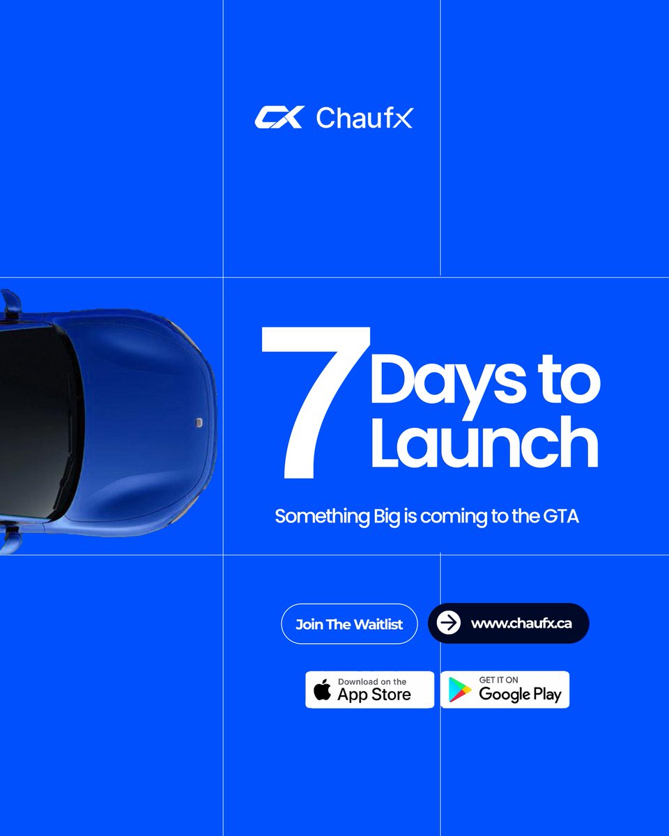 ChaufX_'s tweet photo. 7 days until ChaufX launches in the GTA.
A vetted driver, in your own car, at a flat rate.
Your car. Your convenience. Your safety. #ChaufX #Canada #Toronto #privatedriver https://t.co/PKNBFDRzYo