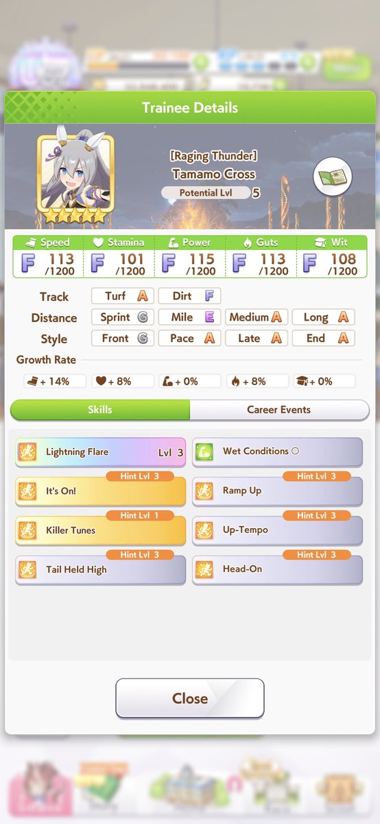 Grub564's tweet photo. Finally, my first 5 star uma💙 hint level almost maxed out too just a few more books🫩 https://t.co/WZlAmxZMUl