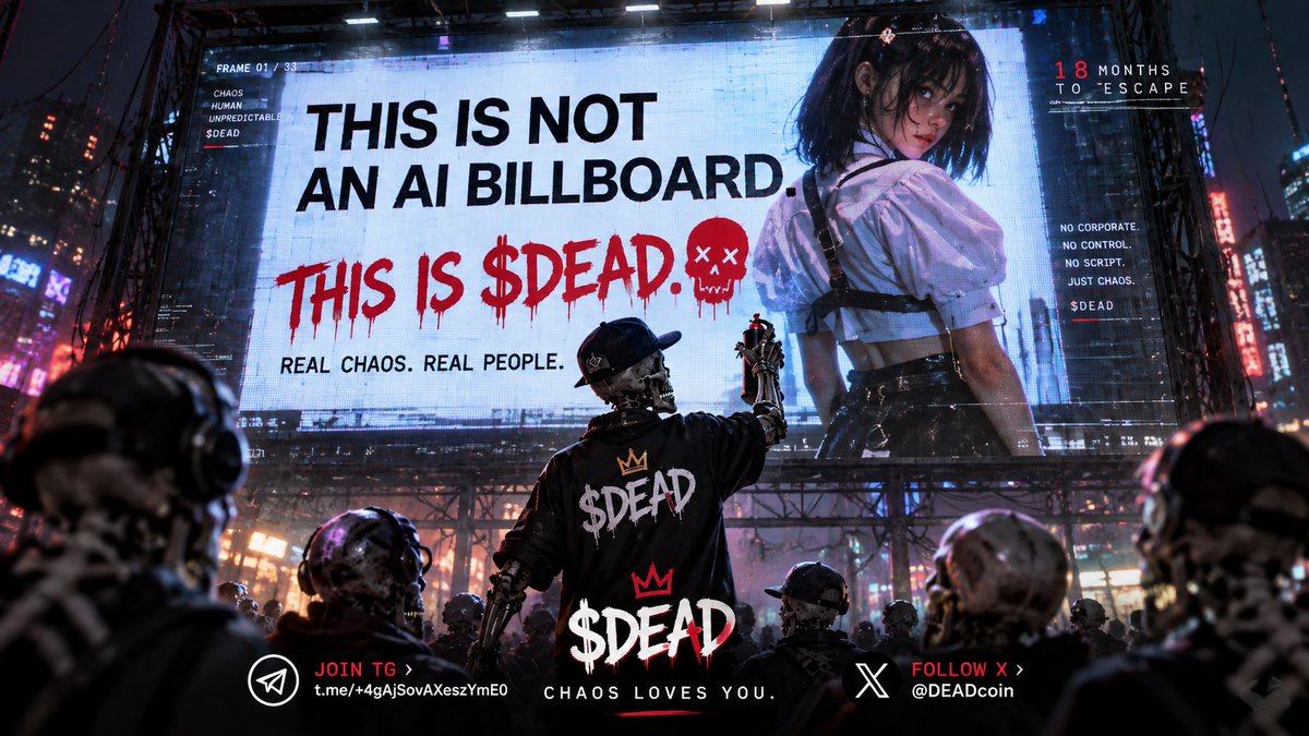 DeadInternet26's tweet photo. @cb_doge AGI is coming. Chaos is already here. ☠️

This is not an AI billboard.
This is $DEAD.

#DEAD #AGI #AI #Crypto #Solana https://t.co/msEr44k8cq