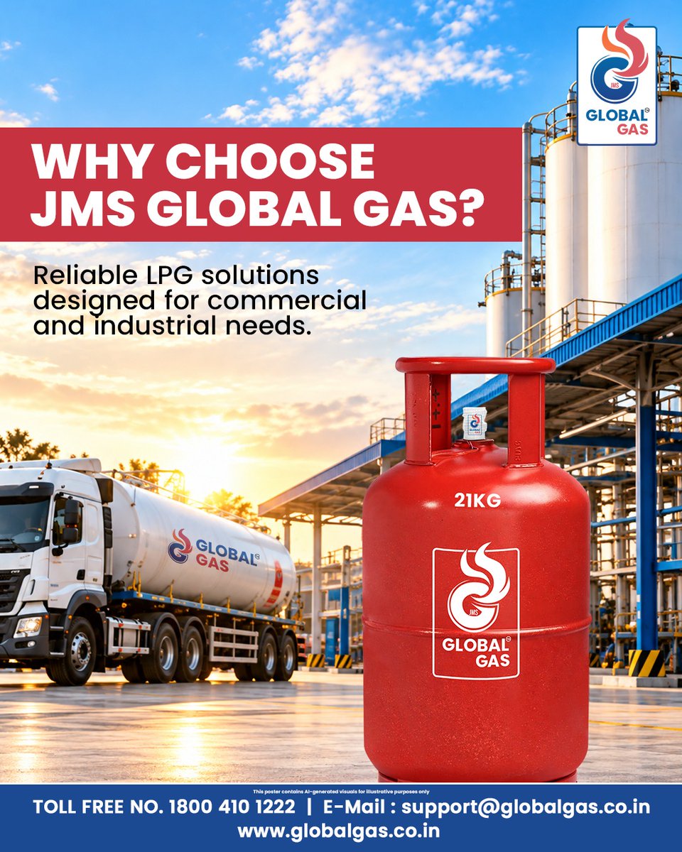 JMSglobalgas's tweet photo. Reliable LPG. Reliable Business.
Consistent supply, timely delivery &amp; professional support - all with JMS Global Gas.

Book your Commercial LPG Cylinder

📞 Contact: 18004101222
🌐 Website: https://t.co/34CC0d2vmI
📧 Email: support@globalgas.co.in

#JMSGlobalGas #CommercialLPG https://t.co/49Hmoz455g
