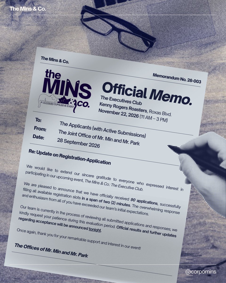 corpomins's tweet photo. 🚨 TM&amp;C HIRING IS NOW CLOSED AFTER 2 MINUTES! 

We will now be checking your quiz answers to verify if you have successfully claimed your slot.

Please stay tuned for the announcement of successful applicants TONIGHT! ⏰

#YMCSE2026 #TheMinsAndCo https://t.co/Q6ivAuQmJH