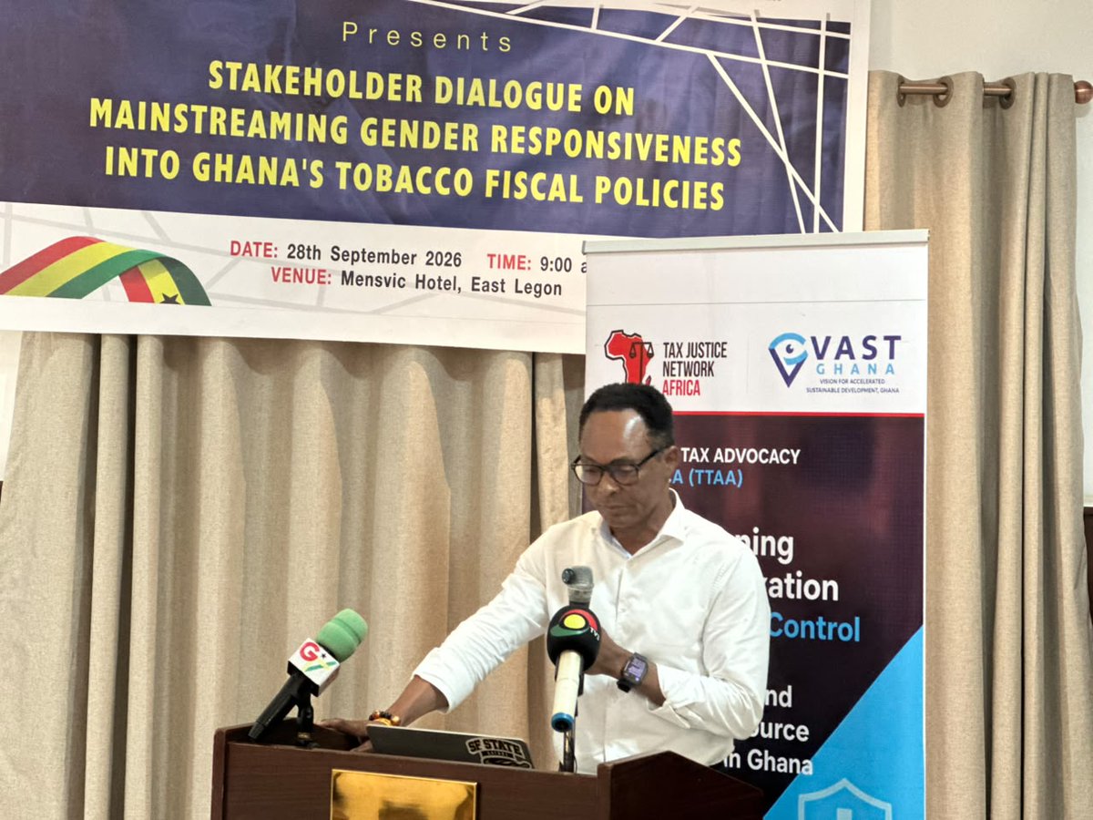 vastghana's tweet photo. Higher tobacco taxes can help build a healthier Ghana for today and future generations.

In his keynote presentation, Dr. Divine Logo highlighted why gender matters in tobacco control fiscal policies. 

He highlighted that tobacco use is a major health burden. Women and men are affected differently, and making tobacco less affordable protects health, advances equity, and safeguards households.

Ghana can strengthen and simplify its tax structure, learn from the consistent tax increases seen in the Philippines and South Africa, and raise taxes regularly as part of a broader strategy with a gender and equity lens, he emphasized. 

A healthier, fairer and tobacco-free Ghana is possible.

#TobaccoControl #GenderEquity #HealthierGhana