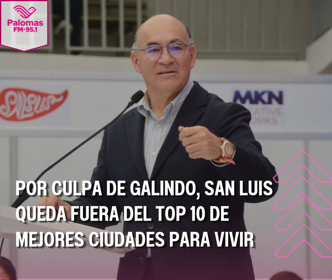 FmPalomas's tweet photo. 📉 San Luis Potosí queda fuera del Top 10 de mejores ciudades para vivir: no figura entre los municipios con mayor aprobación ciudadana, según el Ranking Mitofsky. https://t.co/ASKW0ljKMj https://t.co/k7aPv1qOjP