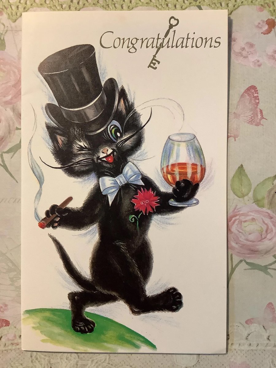 WatsonsVintage's tweet photo. ONLY ONE AVAILABLE! Extremely RARE Vintage Circa 1960s Coming of Age Card - Kitsch ‘Toff Tom!’ Black Cat in a Top Hat Design by Esme Jeudwine - 18th B'day Card https://t.co/FoGi0pM801 via @Etsy #Rare #VintageCards #18thBirthday #EsmeJeudwine #BlackCat #ToffTom #60sArt #Congratulations