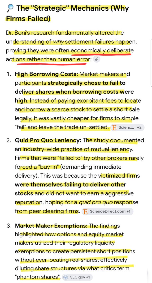 stephmase22's tweet photo. 🚨🚨DTCC SETTLEMENT FAILURES STRATEGIC MECHANICS 

"Dr. Boni's research fundamentally altered the understanding of why settlement failures happen,
proving they were often economically deliberate actions rather than human error."

DTCC let's fails roll over indefinitely.

These strategic mechanics have been know to the SEC for over 2 decades.

Because the SEC has failed to enforce rules and adequately punish firms that participate in predators market manipulation we have a systemic market crisis. That has grown into an uncontrollable beast.