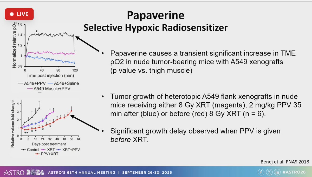DrewMoghanaki's tweet photo. New clinical trial data from Jeremy Brownstein evaluating a hypoxic radiosensitizer in combination with lung SBRT. #ASTRO26 1/ https://t.co/P30Nj4JsOf
