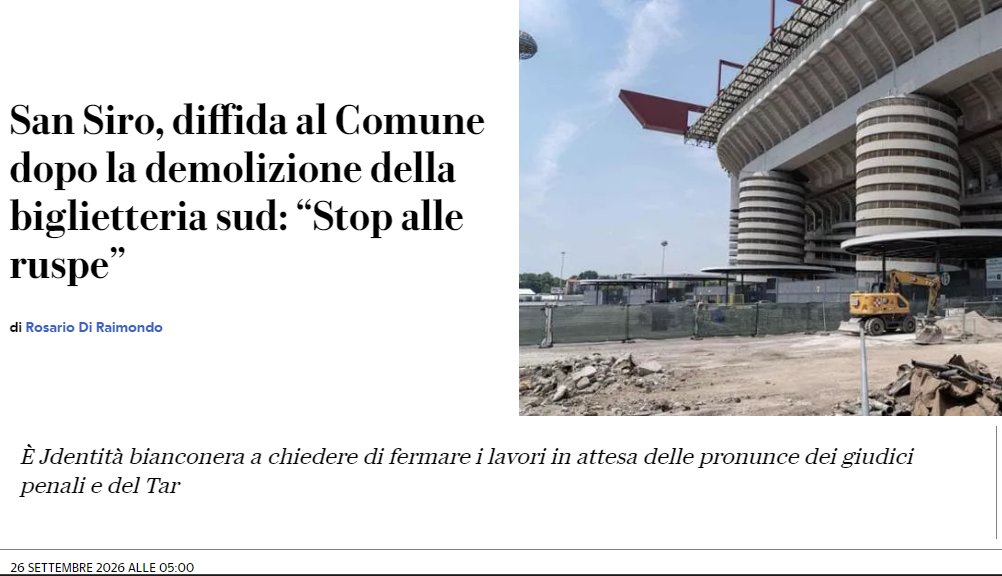 Fabio_Wallys's tweet photo. E' di 2 giorni fa.
Secondo Veronica Dini di Jdentita' Bianconera, i nuovi lavori non possono partire, perché si sta «bypassando il regolare e trasparente iter urbanistico ed edilizio». 
La vendita (e la demolizione) dello stadio è ancora al centro di un’inchiesta della procura, ed al vaglio dei giudici del Tar visti i numerosi ricorsi pendenti. 
Insomma la @fondazionejb non molla e vuole che siano seguite scrupolosamente le leggi.