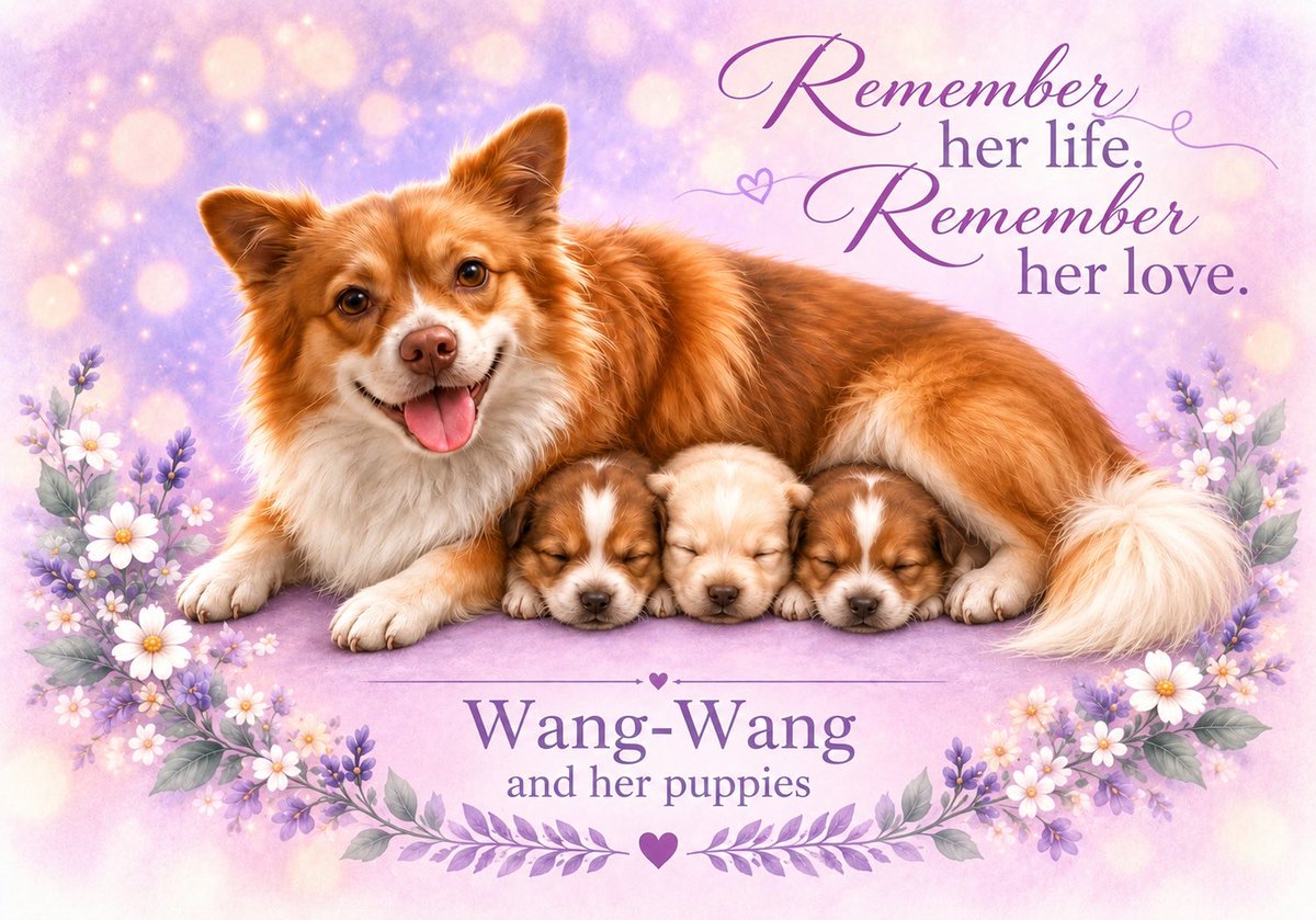 bokunonawa_fuku's tweet photo. September 28.

Today marks three months since we lost Wang-Wang and her puppies.

Time has passed, and the seasons have begun to change.
But Wang-Wang and her babies have not been forgotten.

From one small village in China, their names have crossed borders, traveled beyond Asia, and reached people around the world.

For Wang-Wang and her puppies.
For the animals who are still suffering today.
And for the lives yet to be born.

Around the world, people continue to ask:

“What can we do?”
“How can we make a difference?”

And in their own ways, from their own communities, they continue to speak up and take action.

Three months ago today, Wang-Wang and her newborn puppies lost their lives in an act of horrific cruelty involving minors in China and their guardians.

Our anger has not disappeared with time.
If anything, it has only grown stronger.

The fight to establish meaningful laws that protect animals in China may be a long one.

But this case is not fading away. It is reaching more people, crossing more borders, and drawing greater attention both inside China and around the world.

With every person who learns what happened to Wang-Wang and her puppies, more eyes are turned toward those responsible — and more voices are demanding accountability.

That scrutiny will not disappear. Wherever they go, what they did will follow them.

They may change their names, their appearances, or where they live. But they cannot change the truth, and they cannot erase what they did.

We will not forget.
We will not look away.
And we will not give up.

But neither will we allow the cruelty of that day to become the only story the world remembers about Wang-Wang.

Wang-Wang was more than a victim.

She was gentle.
She was intelligent.
She was expressive, affectionate, and deeply loved.

And she was a mother.

Inside that small body was extraordinary courage. She loved her puppies fiercely, protected them, and cared for them with everything she had.

Before the tragedy, there was life.

There were kind people who cared for her.
There were peaceful days with Laifu and the other puppies from her first litter.
And later, there were the four little puppies she welcomed into the world and raised with so much love.

Her life was not defined by the people who took it from her.

She had known kindness.
She had known love.
She had known happiness.

Those days mattered too.

In fact, the happy days were far more numerous than the terrible ones.

She was loved.
And she had lives of her own to love.

Please remember that part of her story, too.

Remember not only how Wang-Wang died,
but how she lived.

Wang-Wang, and your little ones:

We will remember you.
We will keep telling your story.
And we will not give up.

#JusticeForWangWang
#StopAnimalAbuse
#ChinaAnimalProtectionLaw
#AnimalRights
#China