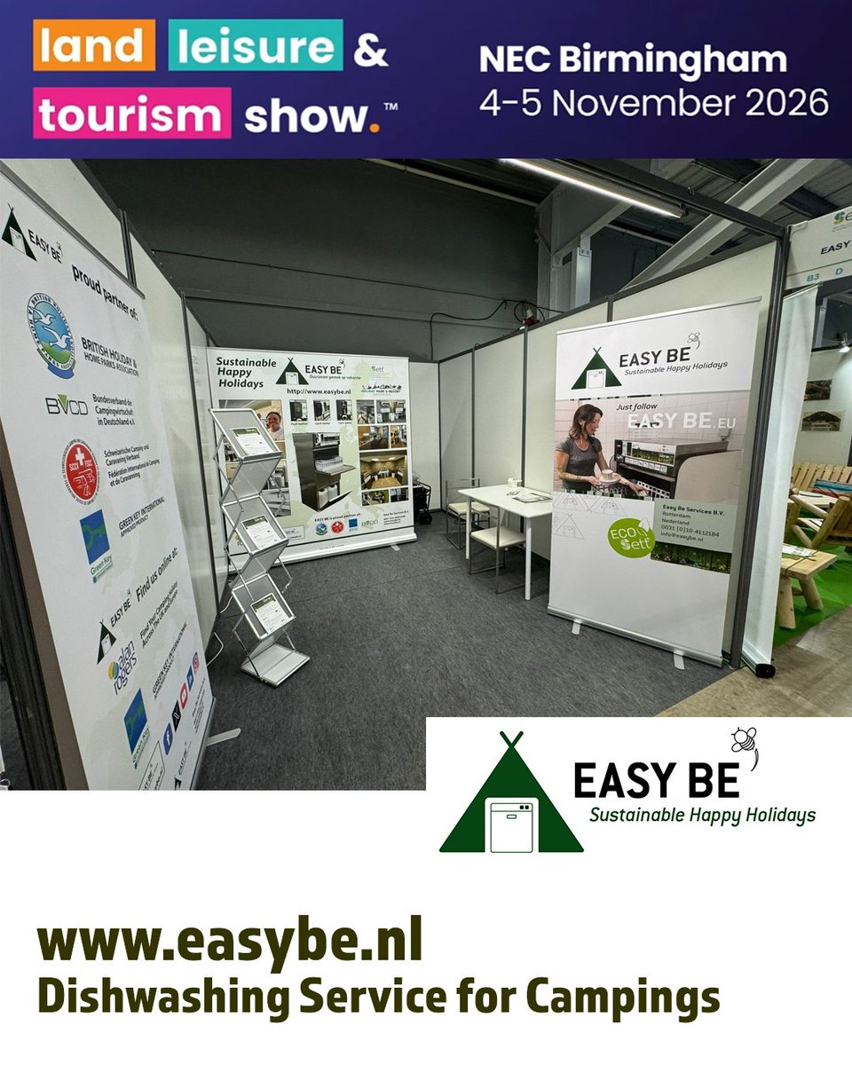EasyBeServices's tweet photo. Weโre headed to Birmingham! ๐ฌ๐ง Easy Be is exhibiting at the Land, Leisure & Tourism Show at the NEC.
Visit us to see how our 5-min campsite dishwashing service boosts guest comfort & saves up to 90% water with zero investment! ๐งผโจ
See you there! โบ๏ธ #LLTShow #Campsite https://t.co/mpDg9RVM6P