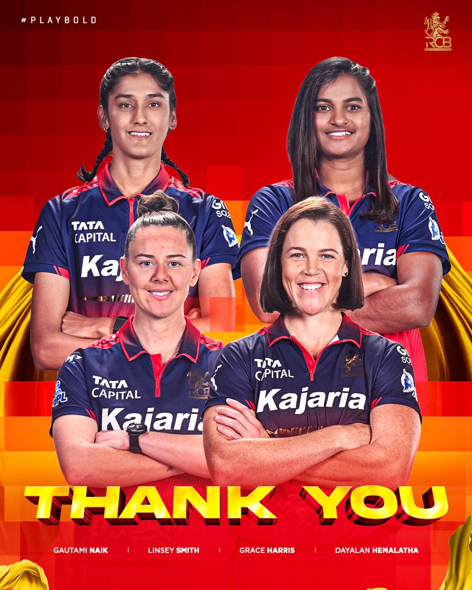 RCBTweets's tweet photo. 🗣️ Head Coach Malolan Rangarajan: “𝘛𝘩𝘦𝘺 𝘱𝘭𝘢𝘺𝘦𝘥 𝘢𝘯 𝘪𝘯𝘵𝘦𝘨𝘳𝘢𝘭 𝘱𝘢𝘳𝘵 ��𝘯 𝘶𝘴 𝘸𝘪𝘯𝘯𝘪𝘯𝘨 𝘰𝘶𝘳 𝘴𝘦𝘤𝘰𝘯𝘥 𝘵𝘪𝘵𝘭𝘦 𝘢𝘯𝘥 𝘐 𝘸𝘢𝘯𝘵 𝘵𝘰 𝘵𝘢𝘬𝘦 𝘵𝘩𝘪𝘴 𝘰𝘱𝘱𝘰𝘳𝘵𝘶𝘯𝘪𝘵𝘺 𝘵𝘰 𝘵𝘩𝘢𝘯𝘬 𝘵𝘩𝘦𝘮 𝘢𝘨𝘢𝘪𝘯.” 🥹🫶

Thank you for giving it your all in Red, Blue & Gold, for the memories, and for playing your role perfectly in a special year for the franchise. ❤️🙏

Once an RCBian, always an RCBian. Until next time. ✨

#PlayBold #ನಮ್ಮRCB