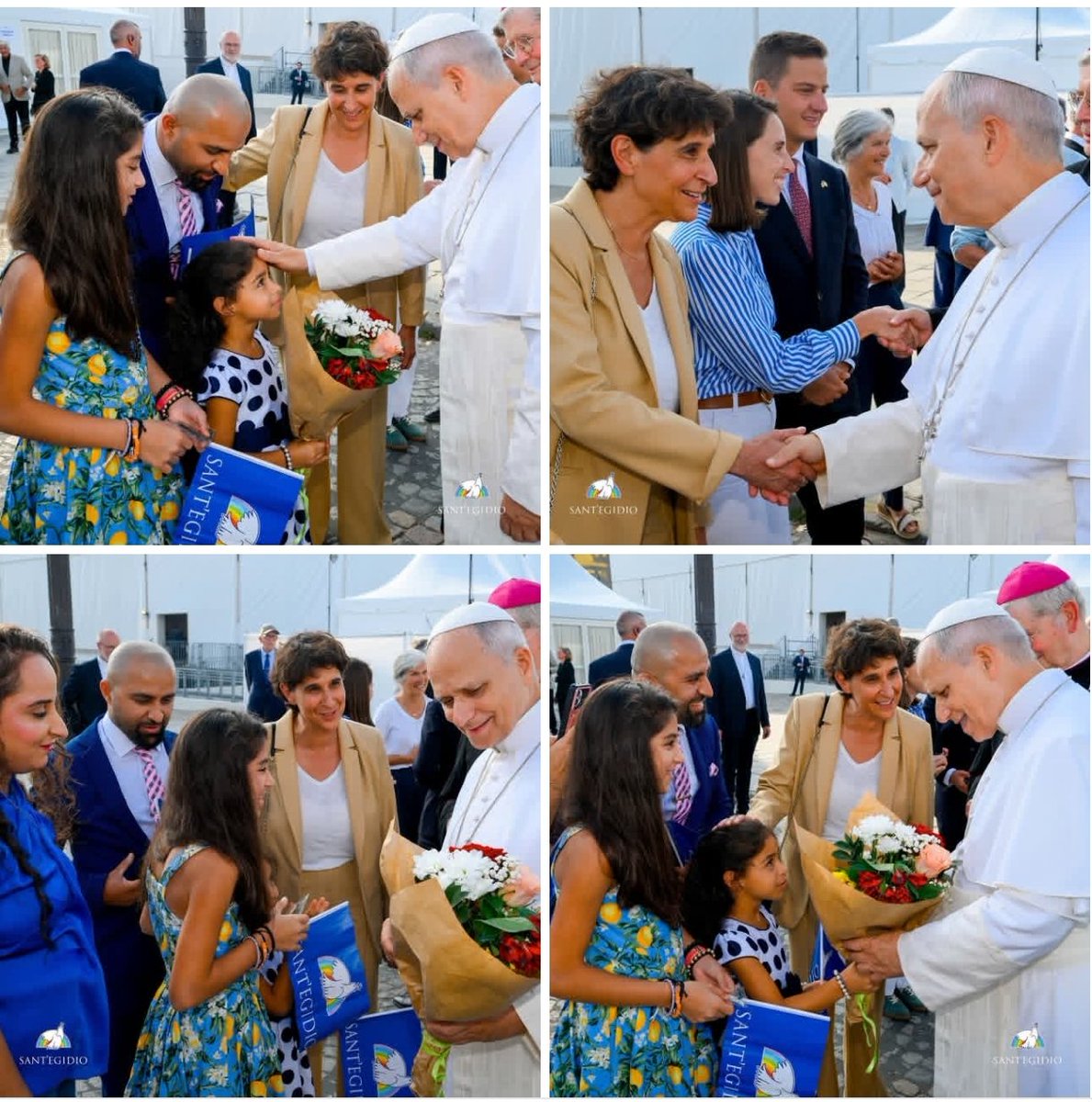 annanapolanogue's tweet photo. Una famiglia di rifugiati, due bambine, un mazzo di fiori e una croce fatta a mano.

A Parigi, durante la sua visita apostolica, Papa Leone ha incontrato una famiglia di rifugiati di Mosul, in Iraq, arrivata in Francia con i Corridoi Umanitari

👉 https://t.co/pXdgrZ52js https://t.co/BUWlQtySlR