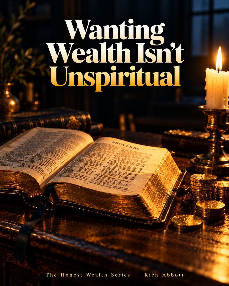 RichAbbottMedia's tweet photo. Were you taught that wanting wealth is unspiritual?

Many believers were. The result: gifted people stay stuck and good work goes unfunded.

The Prosperous Steward looks at what the Bible actually says about money.
https://t.co/Zha2jRLjF3 #ad https://t.co/DYeI5Pihf1