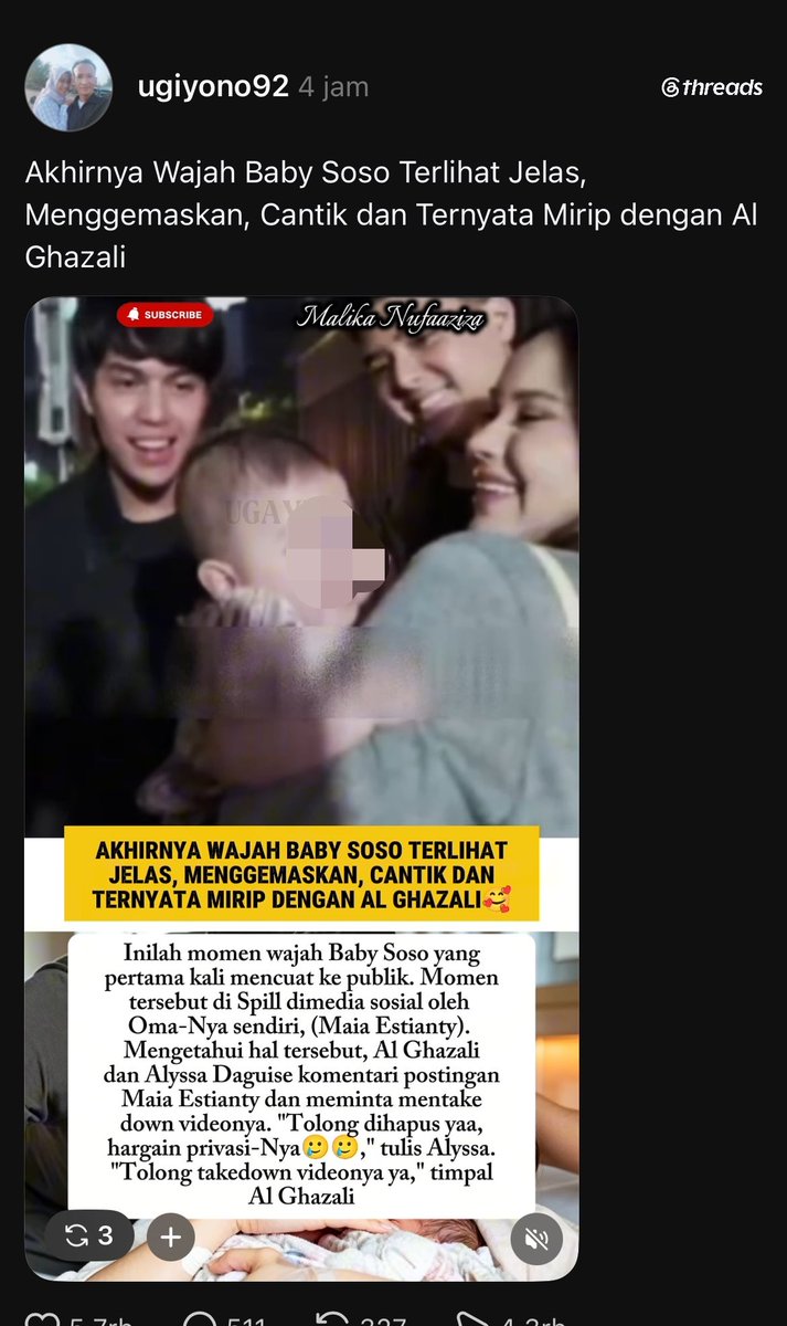 Salsaadaapanya's tweet photo. Coba belajar dari anaknya Syahrini yg gak diajak ngonten sama sekali. Jangankan wajahnya, namanya aja netizen gak ada yg tau. Saking dijaga privasinya bener2, sampe haters SYR ragu dia punya anak beneran. https://t.co/Dtuyt2giF5