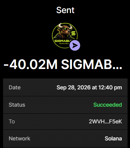 SigmaBullSol's tweet photo. 40.02M $SIGMABULL Successfully purchased ✅

Buy now before the presale ends

Send SOL To Presales Wallet:
EB6HcbQXufnxCeRxfJkngw4pNnbc5Ymwh5usGVmrngAH
 
Txn: https://t.co/UWY1ZfO5W4

Min buy: 0.2 SOL Max: 10 SOL

0.2 SOL → 40,000,000 $SIGMABULL
0.5 SOL → 100,000,000 $SIGMABULL
1 SOL → 210,000,000 $SIGMABULL

Retweet & Drop SOL Address