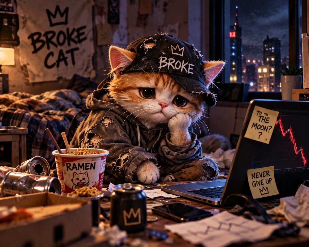 brokecatrobhin's tweet photo. Broke Cat starts from zero. 🐱
As the market cap grows, his life will change too.
New milestones. New upgrades. New chapters.
How far can this cat go? 📈 https://t.co/eCIWbWqKZh