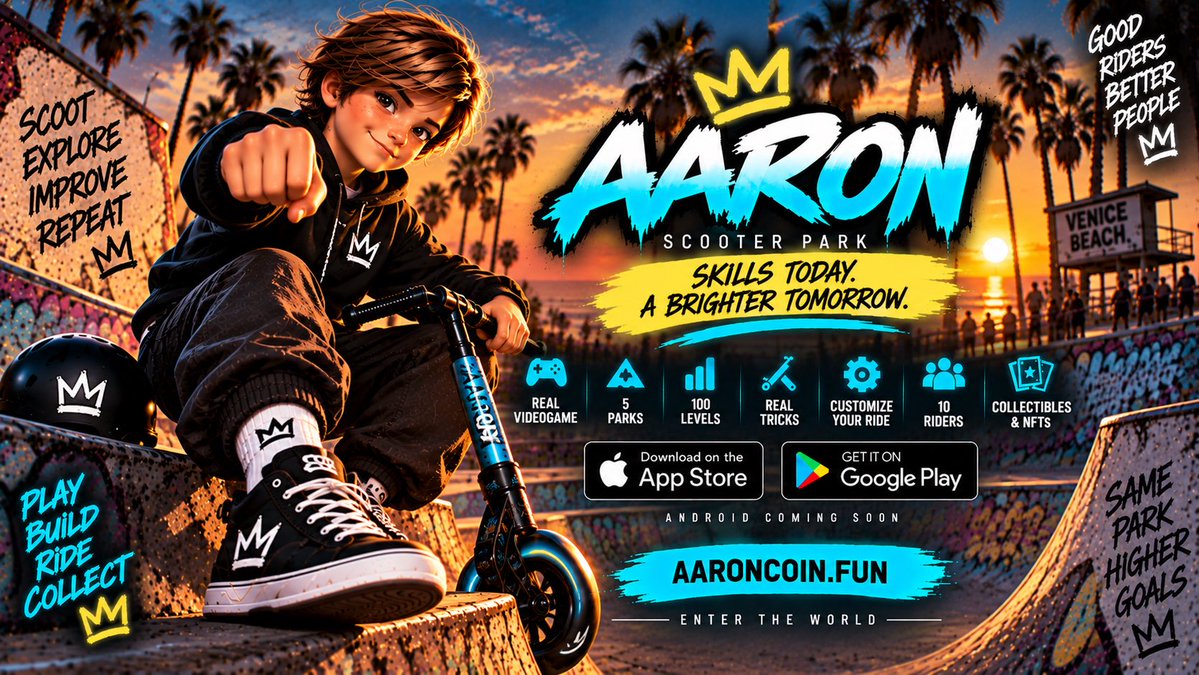 aaronworldofc's tweet photo. Your timeline has enough roadmaps.

Go play something. 😈

🍎 AARON Scooter Park is already on the App Store.

Free to play.
No wallet.
No signup.
No crypto required.

Just download and ride.

🛴 PLAY. BUILD. RIDE. COLLECT.

$AARON https://t.co/hdyHbDIFPf