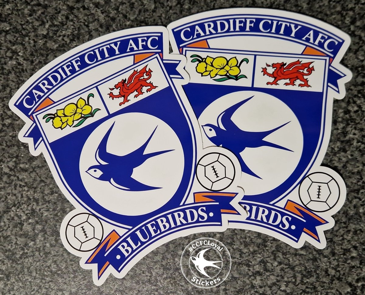 My_Cardiff's tweet photo. Cardiff City FC Retro Badge Sticker:

📏 Size: 7" x 5"
💷 Pricing:
 - £7 each
- £6 each when you order 2 or more!

📦 Postage: £2.85
 
✅ How to order?
Simply send CCFCLoyal Stickers a direct message on FB or IG - that’s it! 💬
 
Don’t miss out - pre-orders close 30th September! https://t.co/KrsyM9K0b0