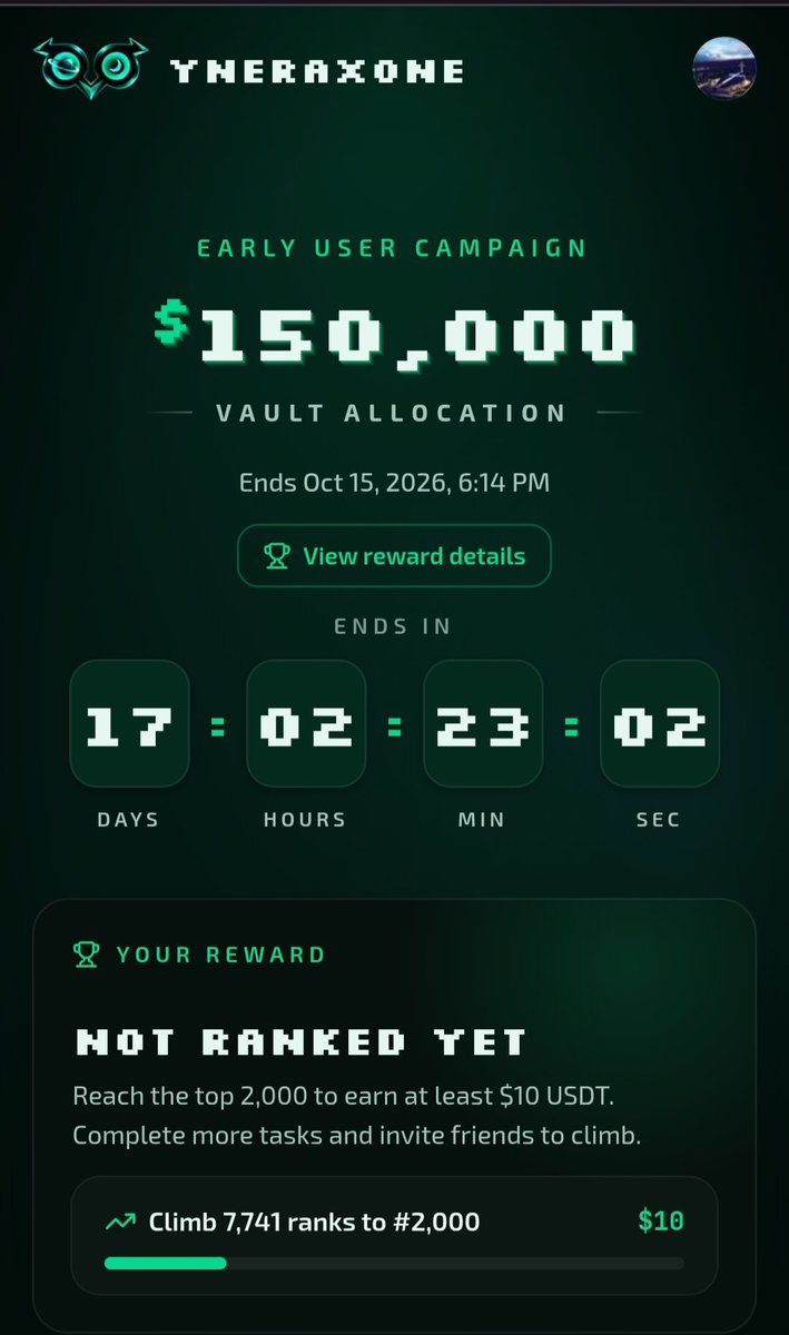 Majid_s1367's tweet photo. Exploring @YneraxOne and its early user campaign โก๏ธ
The $150K reward pool is definitely interesting.
Letโs see how far we can climb ๐
#YneraxOne #Web3 https://t.co/kwCnqnl81g