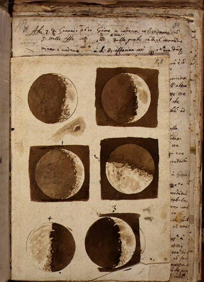 konstructivizm's tweet photo. The first drawings of the Moon made by Galileo Galilei after he viewed it through his telescope in 1609. https://t.co/nk3yUYVxKT