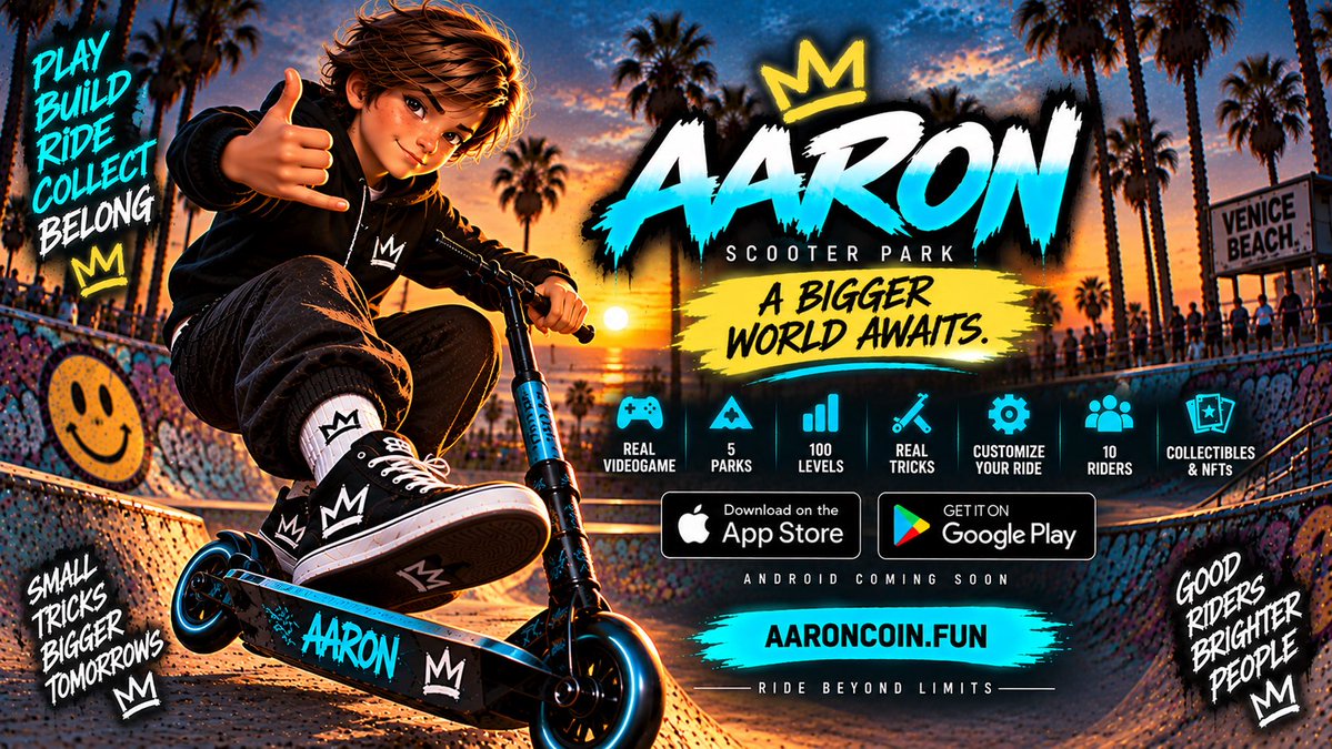aaronworldofc's tweet photo. We disappeared for almost 3 years.

Then we came back with a videogame.

That’s probably the most $AARON thing we could have done. 😂

The park is open again.

The Crew is here.

The world is growing.

🛴 PLAY. BUILD. RIDE. COLLECT.

👑 Welcome back.

$AARON https://t.co/1qhQ235xz8