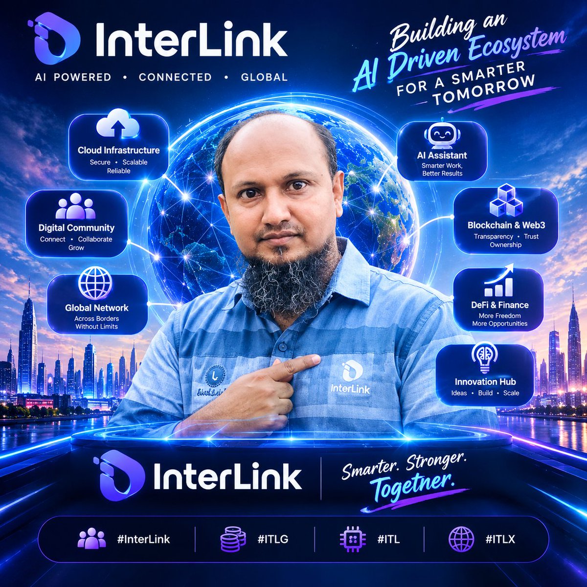 smkhan2020's tweet photo. @inter_link Connect. Build. Grow. 🌐✨
InterLink isn't just shaping technology—it's bringing people together to create what's next.
The future starts with every connection. 🚀
#InterLink #ITLG #ITL #ITLX https://t.co/qpw7DBAz17