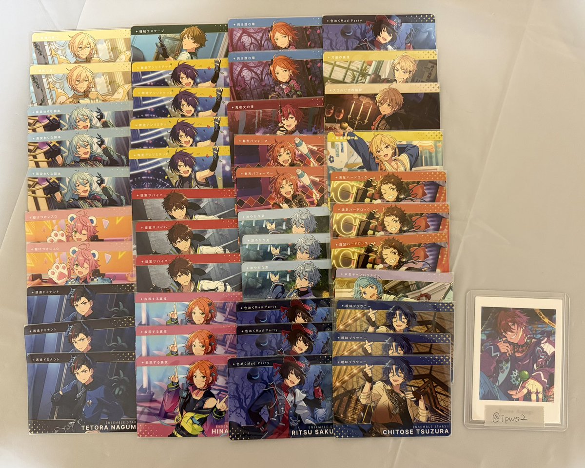 ipwhs2's tweet photo. 【交換 買取 譲渡】
あんスタ カードダス

求：希望額+送料 > 異種 燐音 一彩 宙 Crazy:B 茨 > R一彩1点 

譲：画像

💡異種は固ツイの絵柄
→コレ缶>紙類>その他
→固ツイに居ない記載キャラはご提示いただければ検討します。

💡譲渡含むお取引最優先しております‼️

お気軽にお声掛け下さい(* .ˬ.) https://t.co/naZbpvktxd