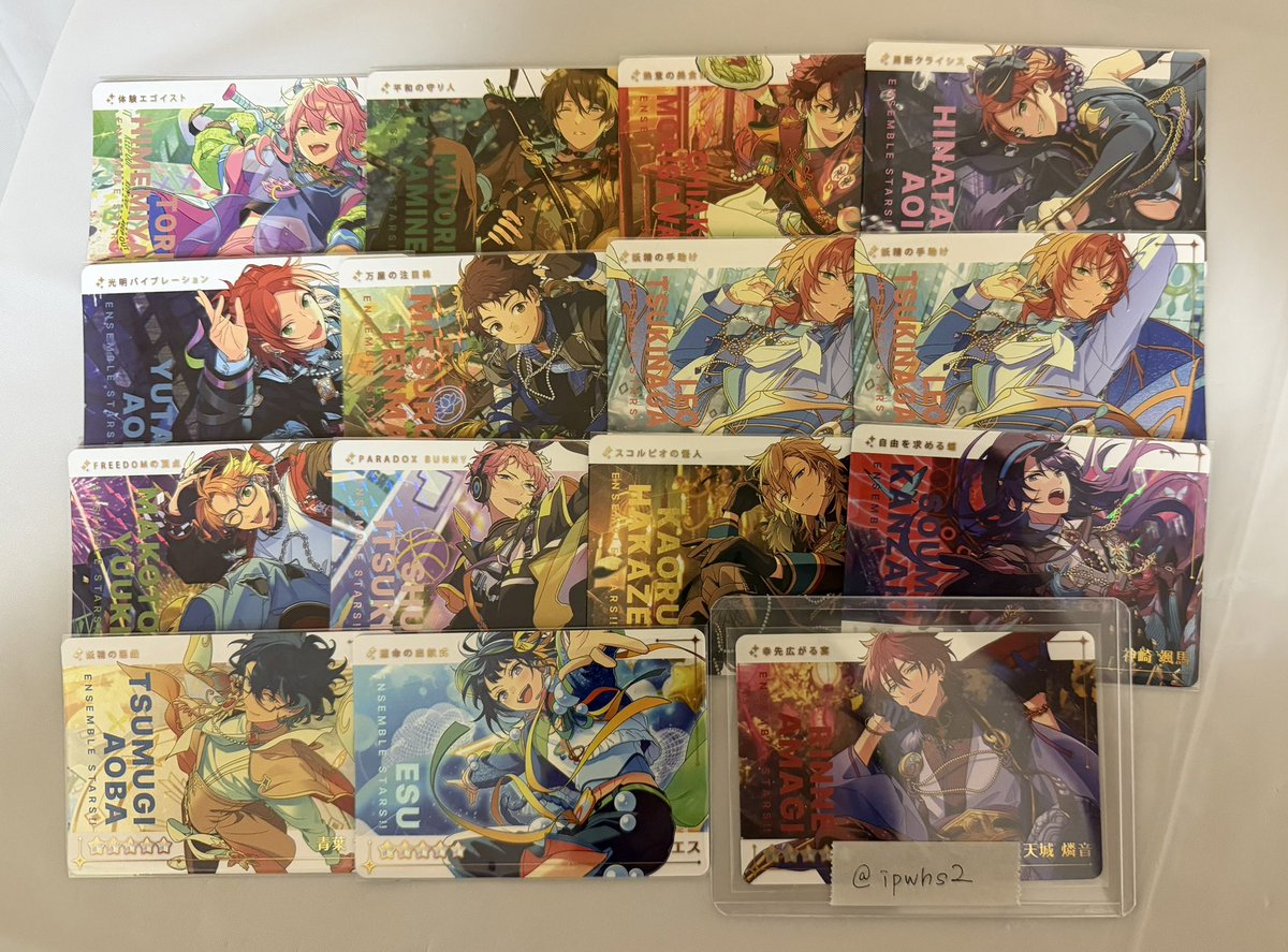 ipwhs2's tweet photo. 【交換 買取 譲渡】
あんスタ カードダス

求：希望額+送料 > 異種 燐音 一彩 宙 Crazy:B 茨 > R一彩1点 

譲：画像

💡異種は固ツイの絵柄
→コレ缶>紙類>その他
→固ツイに居ない記載キャラはご提示いただければ検討します。

💡譲渡含むお取引最優先しております‼️

お気軽にお声掛け下さい(* .ˬ.) https://t.co/naZbpvktxd