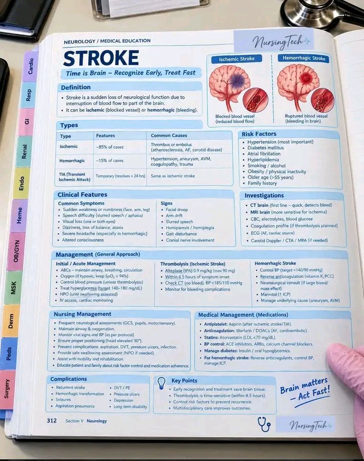 chiemezuo27576's tweet photo. Summary on stroke 🧠🟡🔥

Stroke study guide 💥 https://t.co/mInNDrKzvH