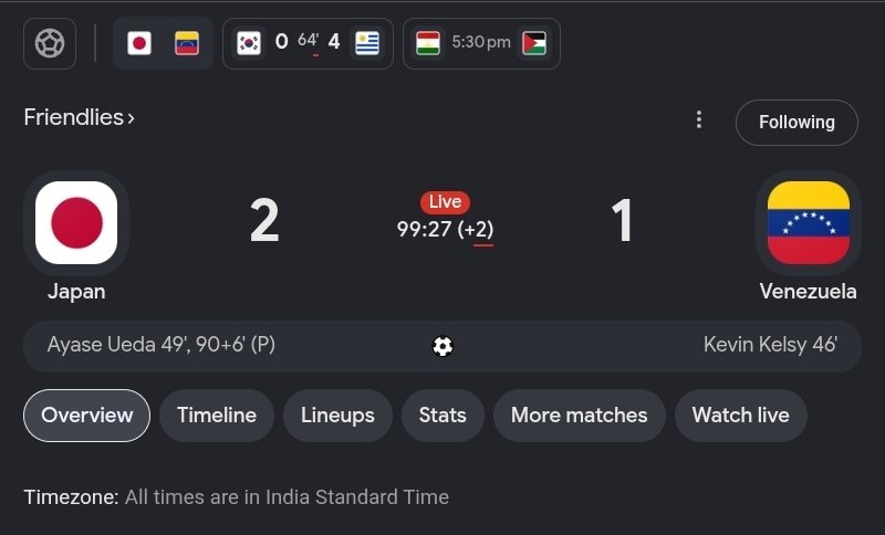jackiscrazyB's tweet photo. #Japan 🇯🇵 win on last extra min 🔥 ( row win)
#Korea 🇰🇷 badly lose 🙃  0-4 ' #Friendlies match https://t.co/NHsULSx2Sx